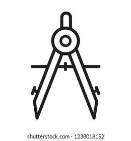 school drawing compass icon in trendy flat style 