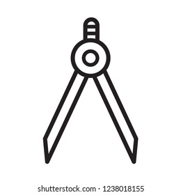 school drawing compass icon in trendy flat style 