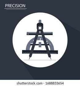 school drawing compass icon in trendy flat style