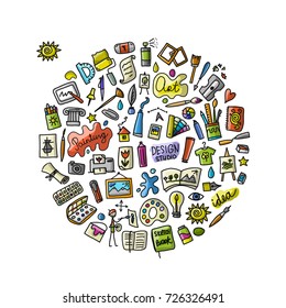 School of drawing, icons set for your design