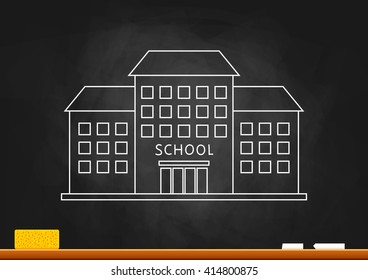 School drawing on blackboard