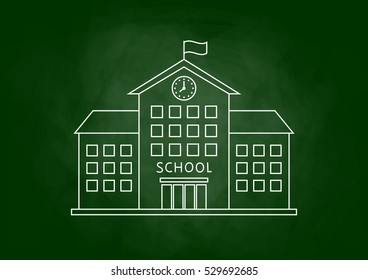 School drawing on blackboard