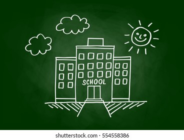 School drawing on blackboard