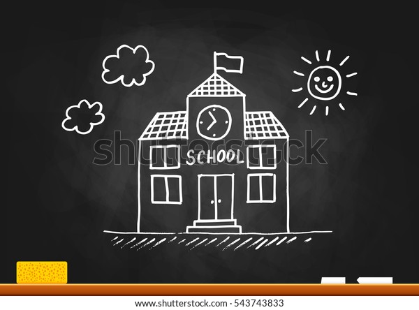 School Drawing On Blackboard Stock Vector (Royalty Free) 543743833 ...