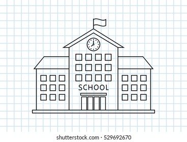 School drawing on squared paper  