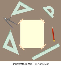 School drawing supplies. Vector illustration.