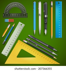 School drawing supplies, vector illustration