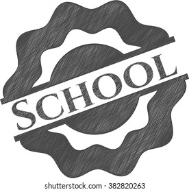 School drawn in pencil
