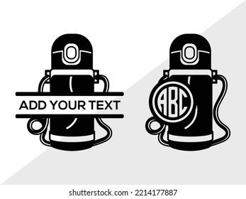School Drink Bottle Mnogram SVG Printable Vector Illustration