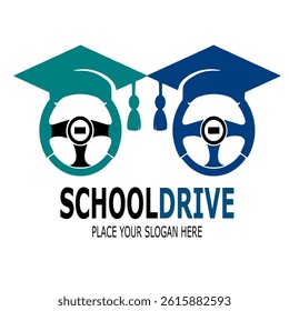 school drive graduation cap and diploma
