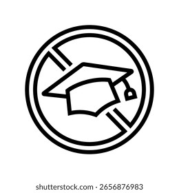 Icono de línea de deserción escolar. Vector de deserción escolar. Ilustración negra de contorno aislado