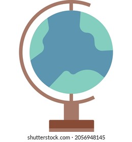 School earth globe icon vector isolated on white background. World planet, geography map. Education or travel accessory