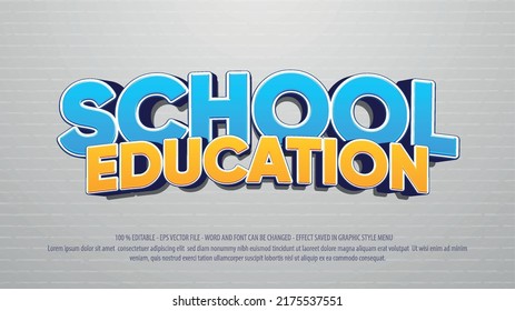 School Education 3d Style Editable Text Effect