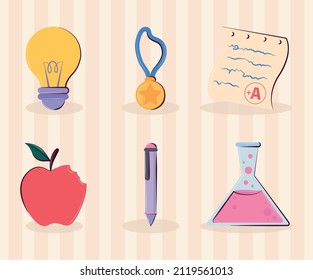 school education academic icons set