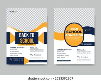 school education admission Flyer brochure cover template for Kids back to layout design. 