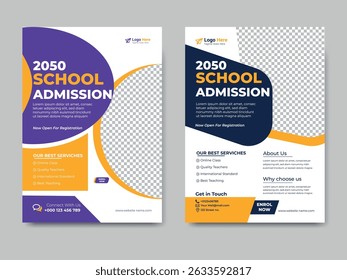 school education admission Flyer brochure cover template for Kids back to layout design. 