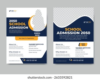 school education admission Flyer brochure cover template for Kids back to layout design. 