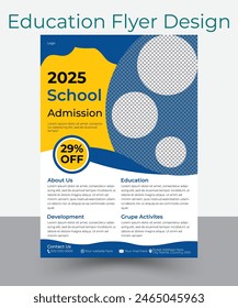 School education admission flyer or poster design template. Kids back to school education admission flyer poster layout template. School addmission Flyer Design. education flyer Design