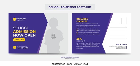 School Education Admission Postcard for Kids