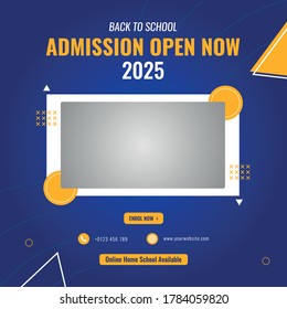 School education admission social media post template. Digital business marketing banner and square flyer poster