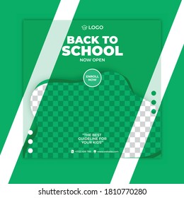 School education admission social media post. School admission background. Back to school.