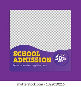 School education admission social media post. School admission background