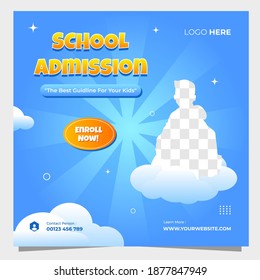 School education admission social media post and back to school web banner template or square flyer poster