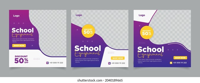 School education admission social media post and web banner template