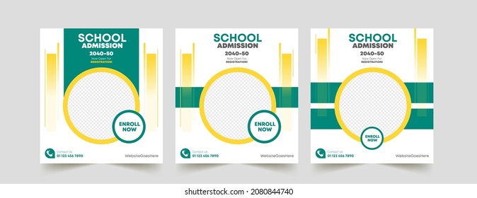 School education admission social media post and web banner template. School admission background. School admission web banner template.