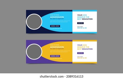 School education admission social media cover web banner template design. vector illustration..eps