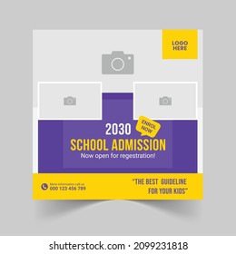School education admission social media post and square web banner template
