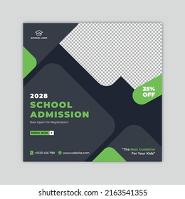 School education admission social media post and web banner template. School admission background. School admission web banner template.