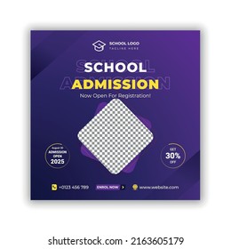 School education admission social media post and web banner template. School admission background. School admission web banner template.