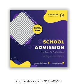 School education admission social media post and web banner template. School admission background. School admission web banner template.