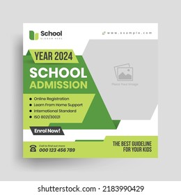 School Education Admission Social Media Post And Web Banner Template. Kid School Admission Promotion Post, Education Banner Design.