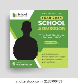 School education admission social media post and web banner template. kid school admission promotion post, education banner design.