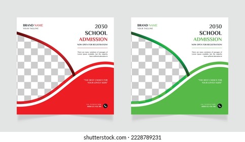 School education admission social media post or back to school admission web banner template 