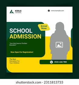 School Education Admission Social Media Post, And Back To School Web Banner Template Design. With Premium Vector.  Education Social Media Pack Template.