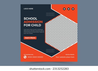 School education admission social media post and web banner template. Back to school instagram post.