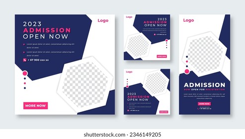 School Education Admission Social Media Post for Online Marketing Promotion Banner, Story and Web Internet Ads Flyer