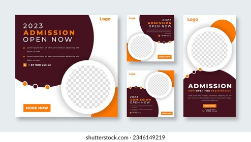School Education Admission Social Media Post for Online Marketing Promotion Banner, Story and Web Internet Ads Flyer