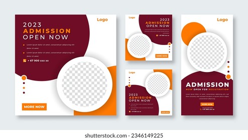 School Education Admission Social Media Post for Online Marketing Promotion Banner, Story and Web Internet Ads Flyer