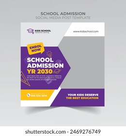 school education admission social media post and web banner, Back to School admission post or Instagram post, flyer Design.
