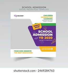 school education admission social media post and web banner, Back to School admission post or Instagram post, flyer Design.



