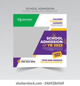 school education admission social media post and web banner, Back to School admission post or Instagram post, flyer Design.


