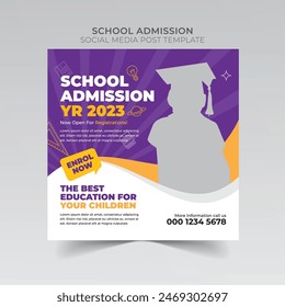 school education admission social media post and web banner, Back to School admission post or Instagram post, flyer Design.

