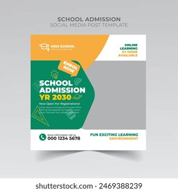 school education admission social media post and web banner, Back to School admission post or Instagram post, flyer Design.


