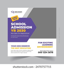 school education admission social media post and web banner, Back to School admission post or Instagram post, flyer Design.
