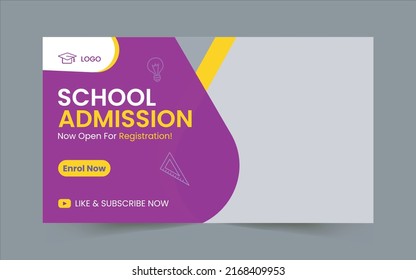 School education admission youtube video thumbnail and web banner template