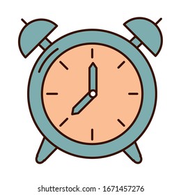 Icono de línea de ilustración vectorial y estilo de relleno de la alarma de educación escolar
